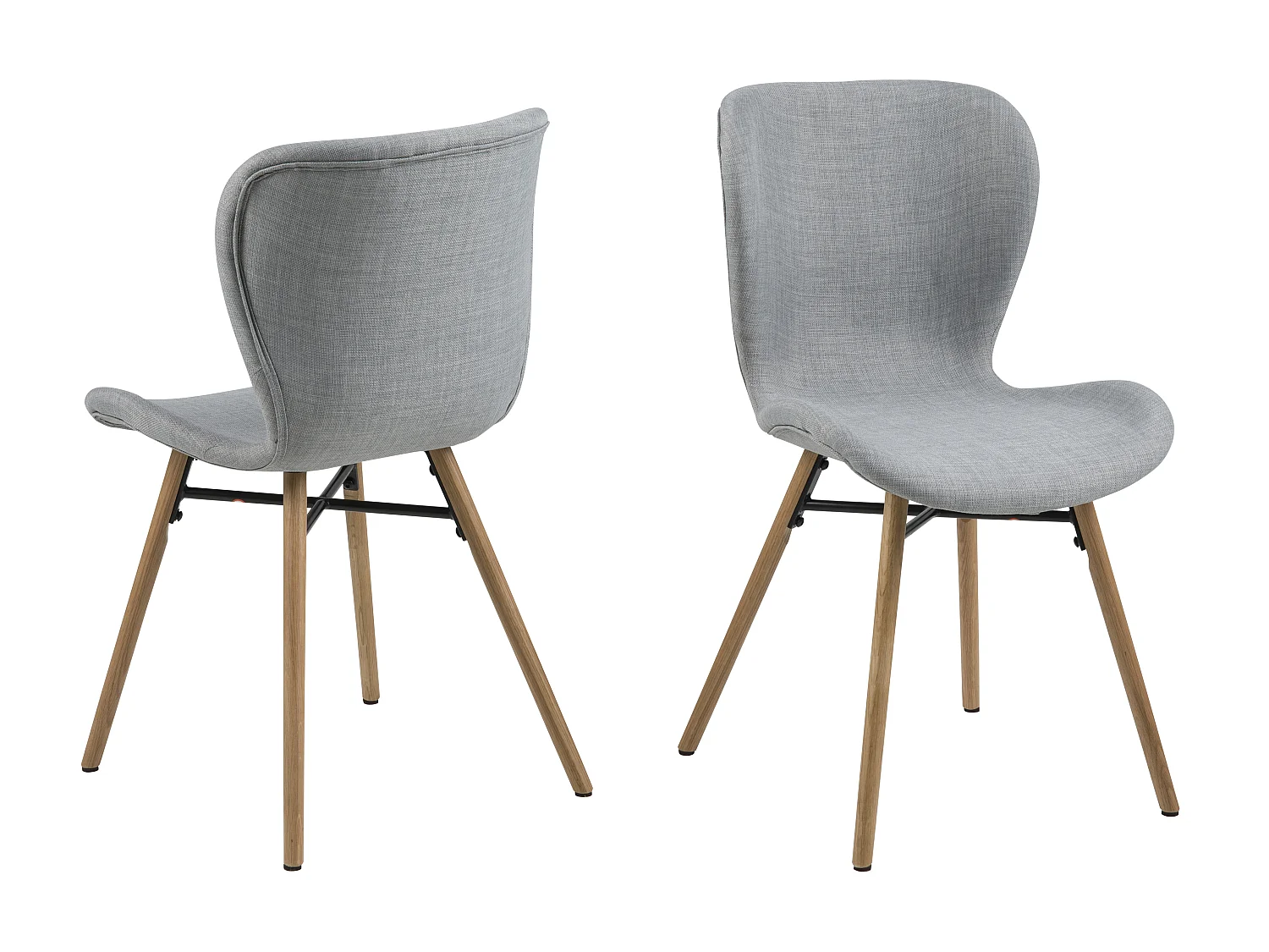 Bali Esszimmerstuhl Stoff hellgrau und massiven Beinen aus Eiche.