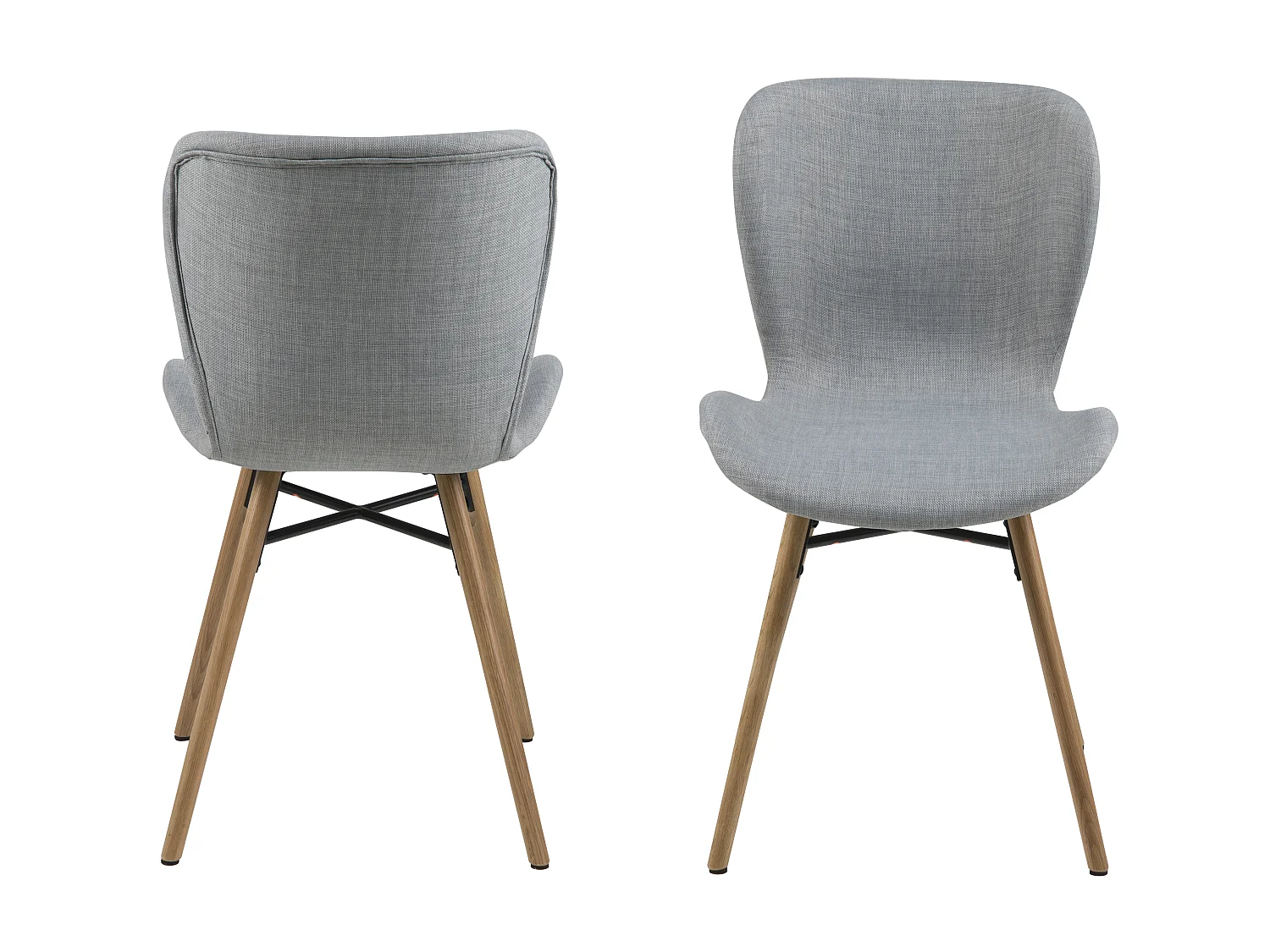 Bali Esszimmerstuhl Stoff hellgrau und massiven Beinen aus Eiche.