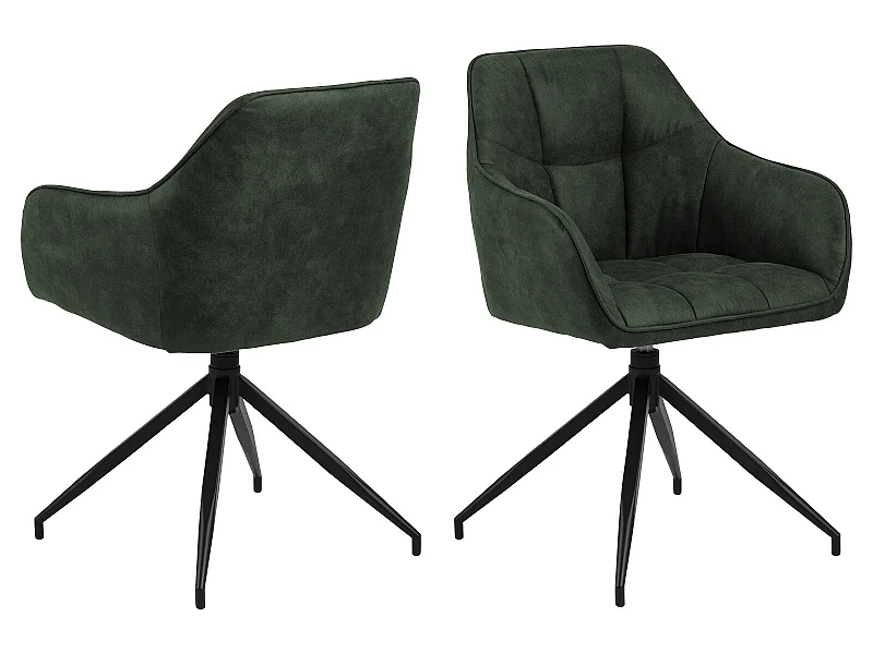 Brenda Esszimmerstuhl mit Armlehnen und Drehfunktion grün.