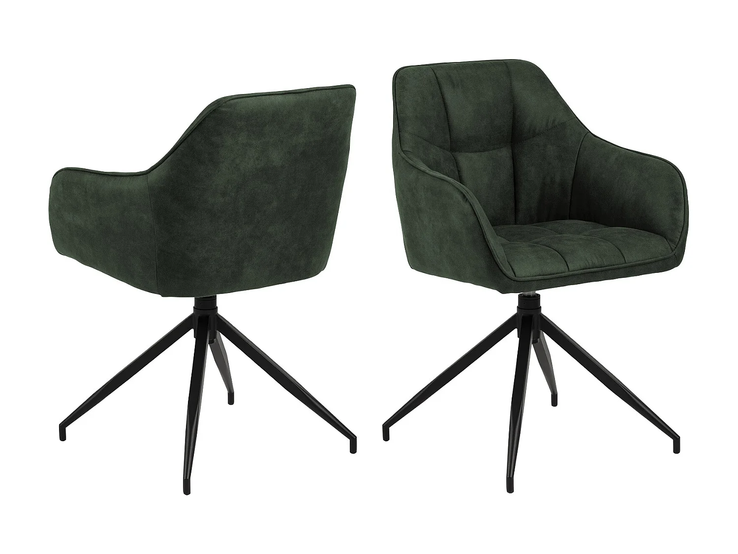 Brenda Chaise de salle à manger avec accoudoirs et fonction pivotante, vert.