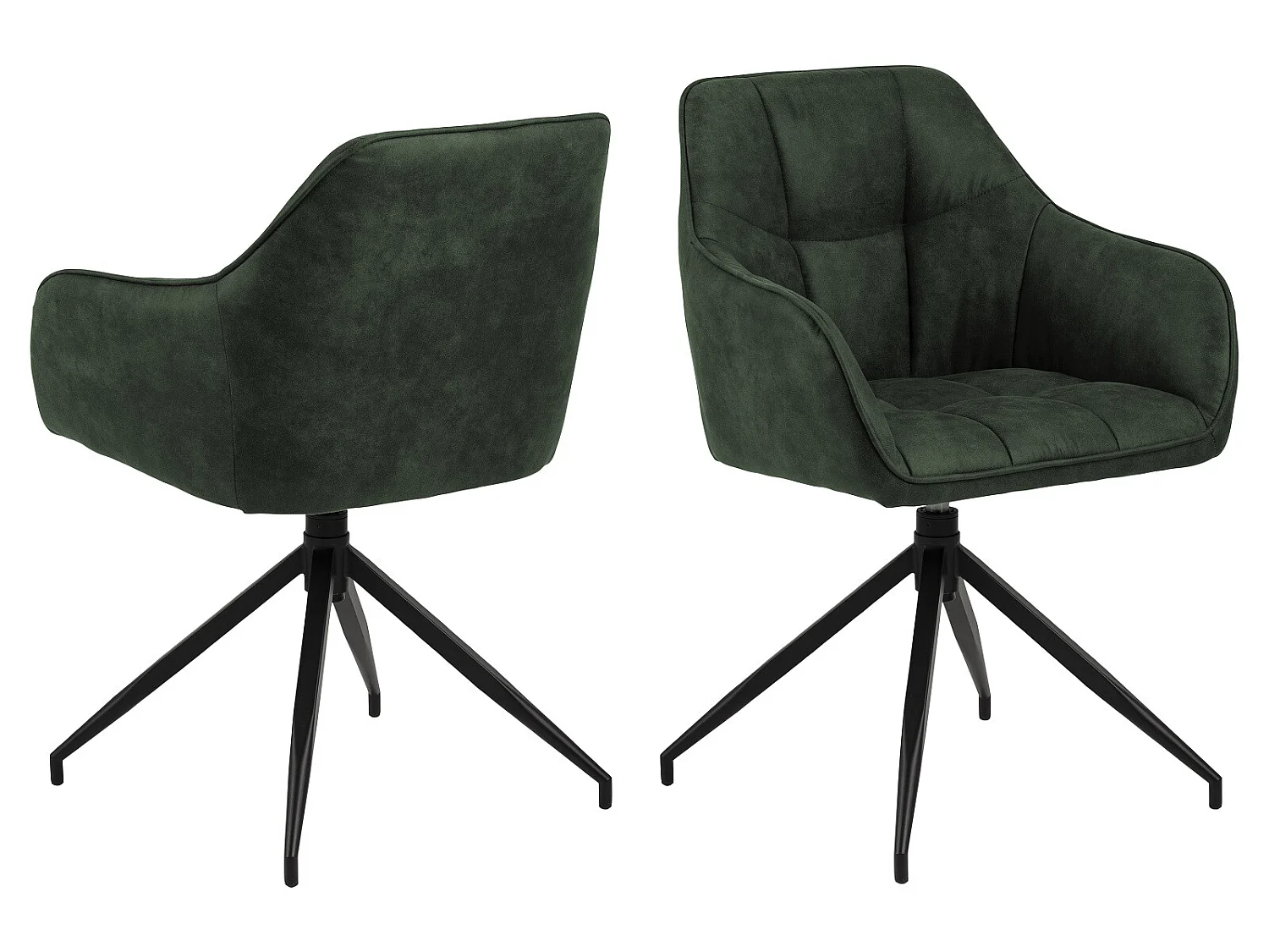 Brenda Chaise de salle à manger avec accoudoirs et fonction pivotante, vert.