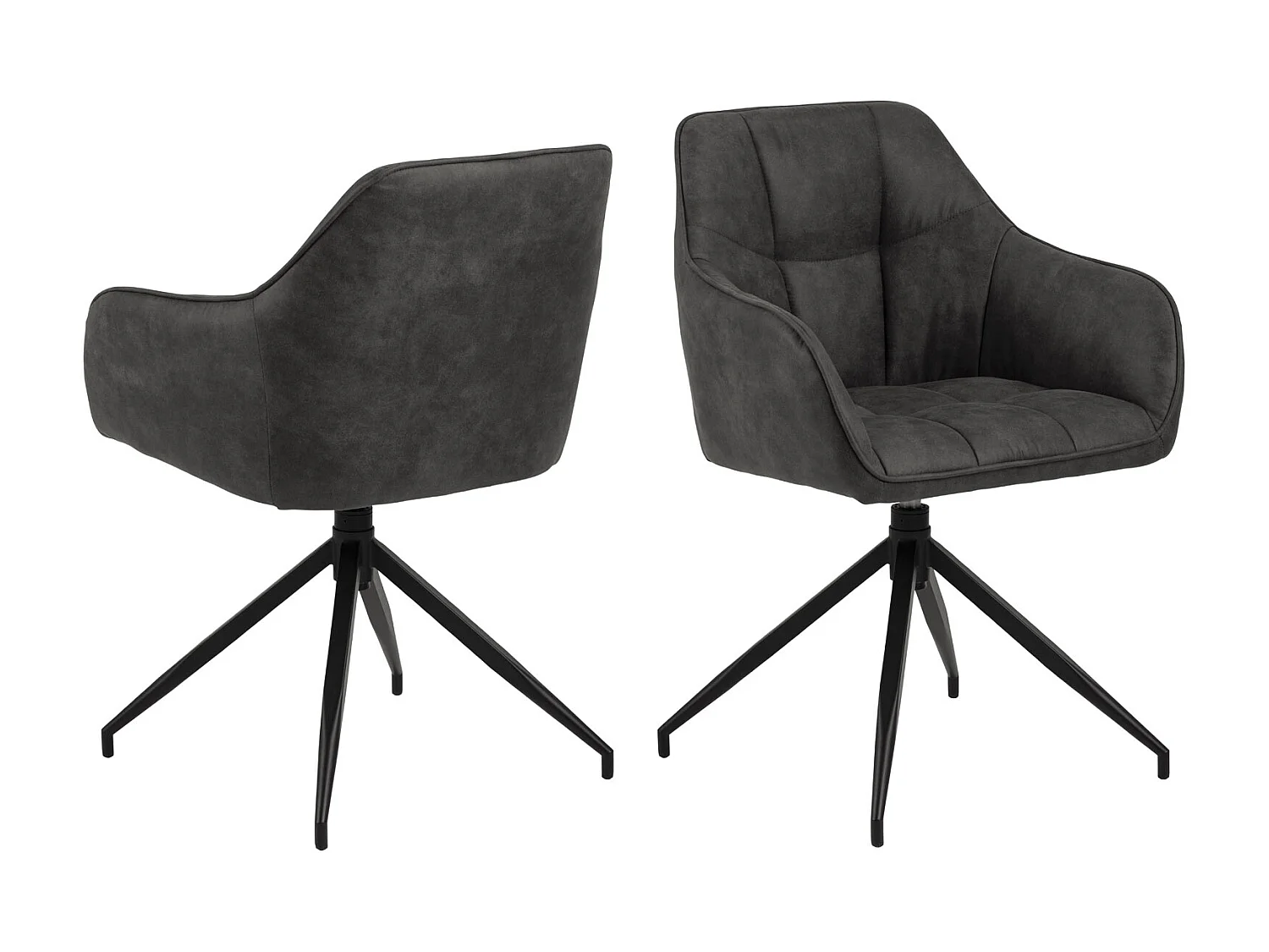 Brenda Chaise de salle à manger avec accoudoirs et fonction pivotante, gris.