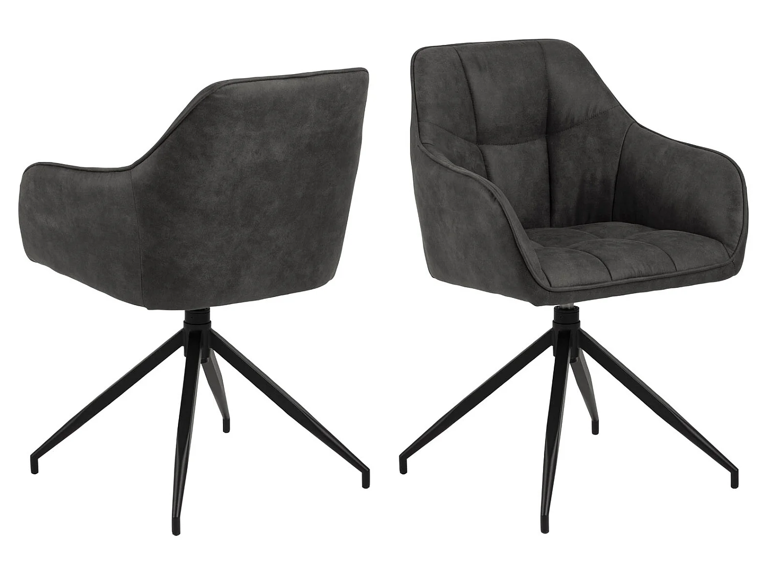 Brenda Chaise de salle à manger avec accoudoirs et fonction pivotante, gris.