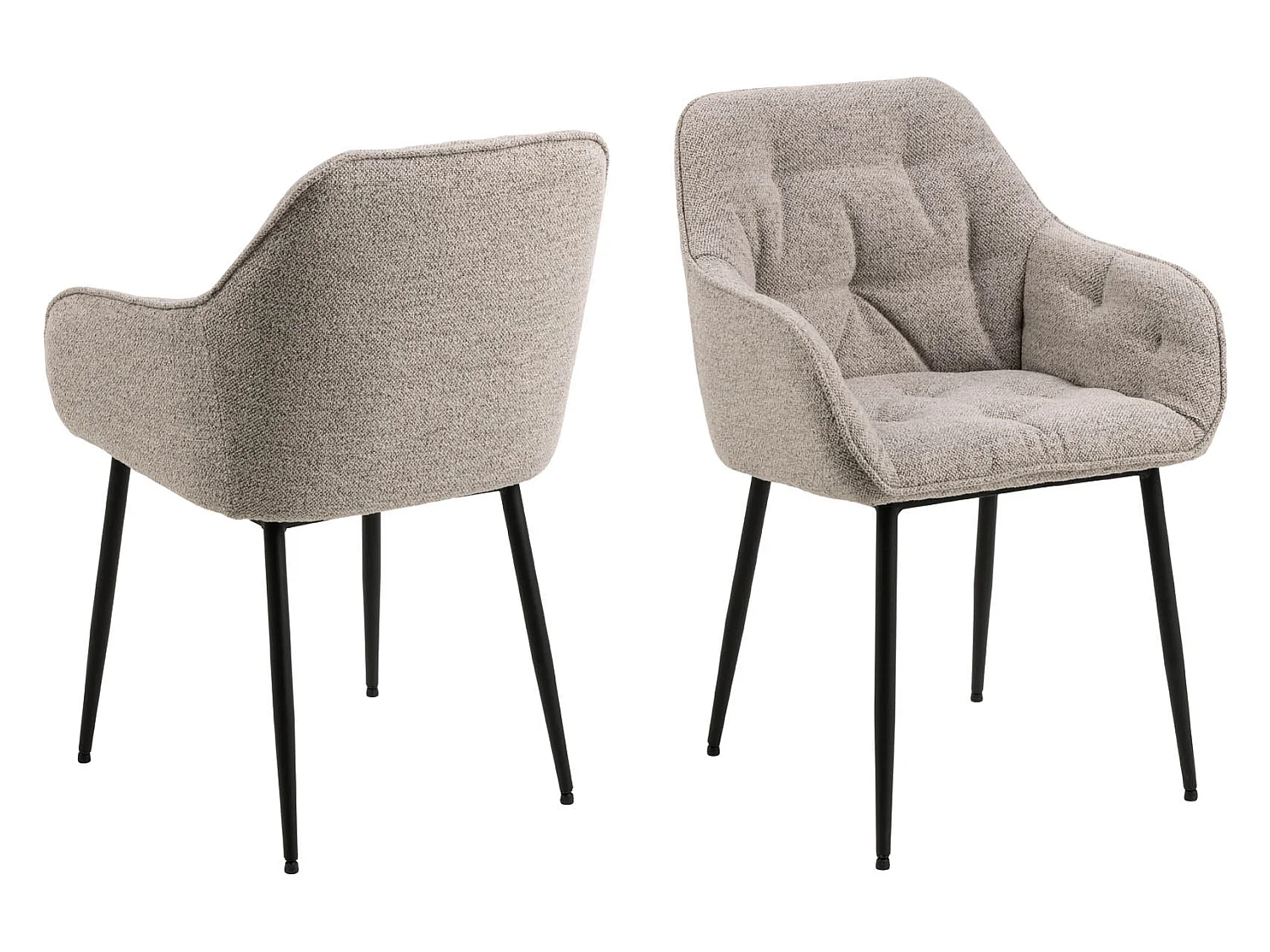 Brooke chaise de salle à manger avec accoudoirs beige.