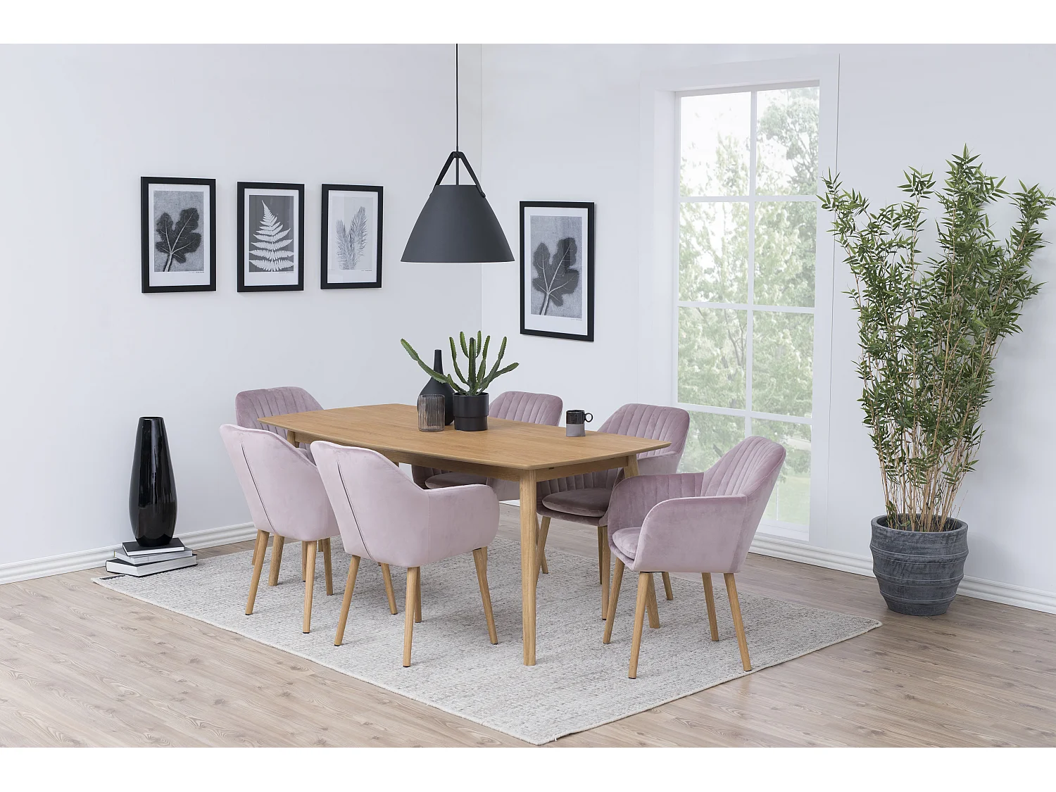 Emilee Chaise de salle à manger vieux rose, chêne.