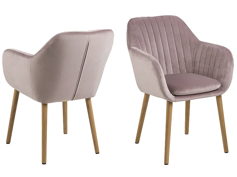 Emilee Chaise de salle à manger vieux rose, chêne.