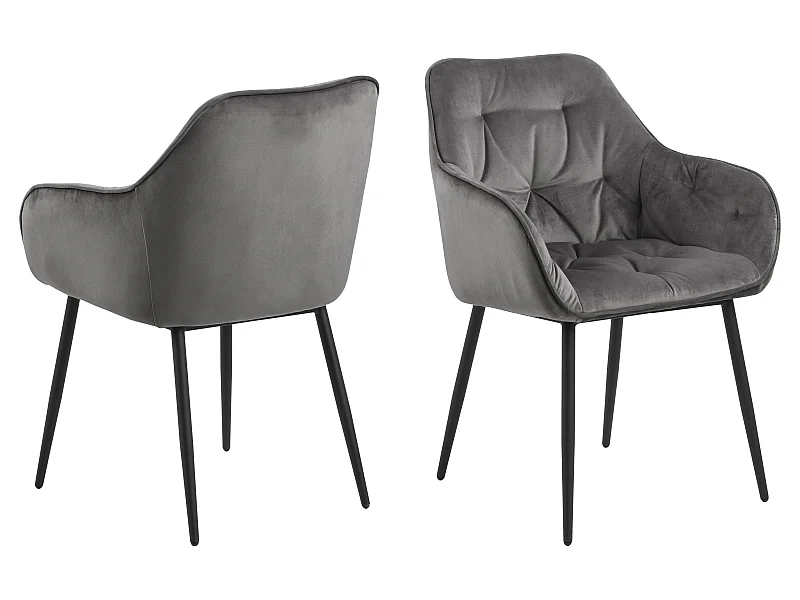 Bruks Chaise de salle à manger avec accoudoirs, gris.