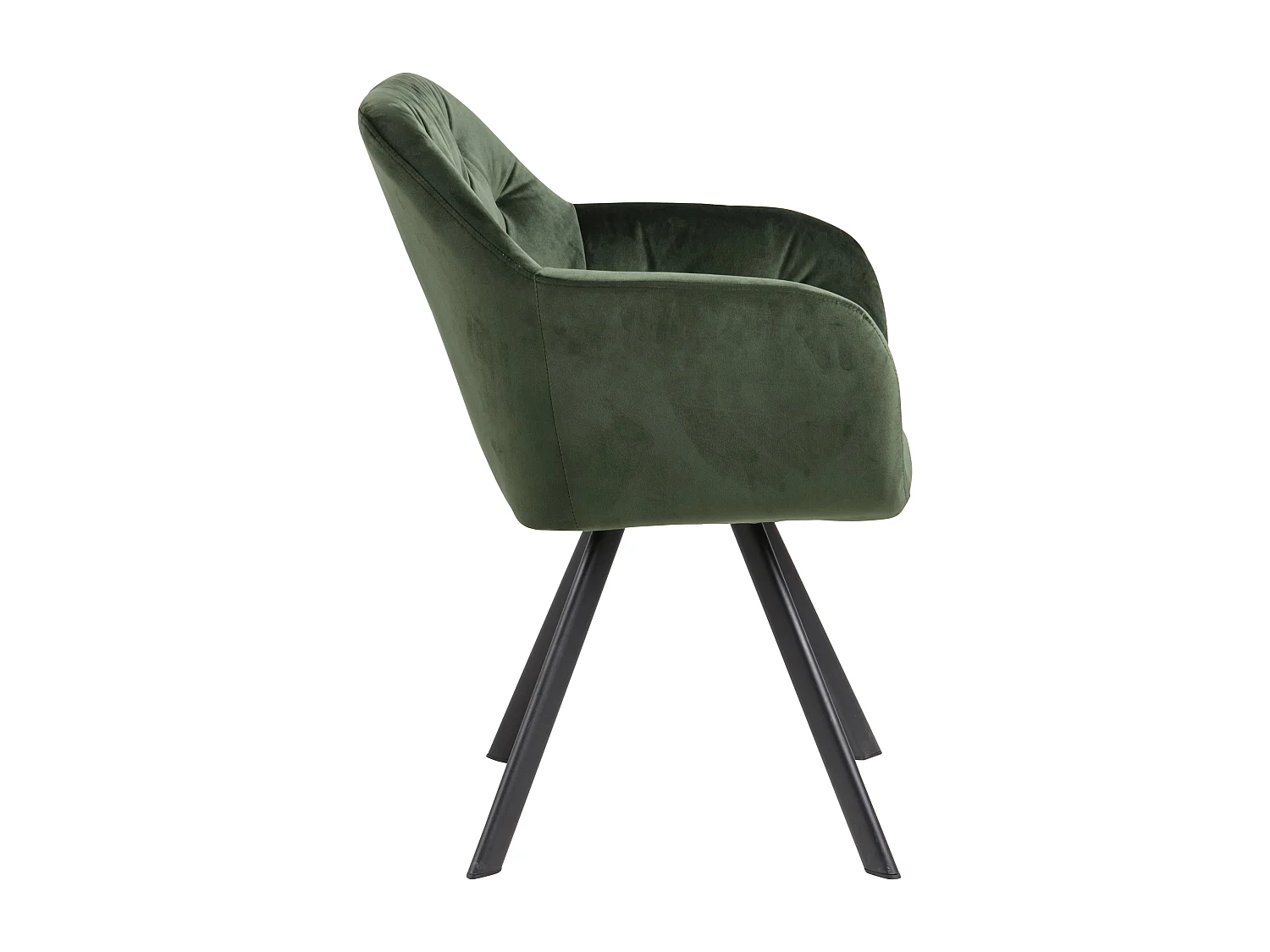 Silla de comedor Lola con brazos y retorno giratorio velour verde.