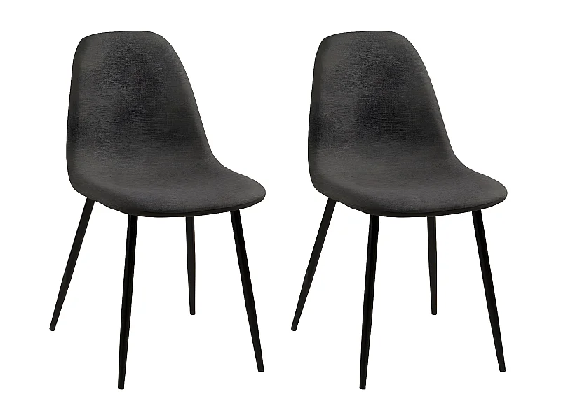 Esszimmerstuhl Willy in dunkelgrauen Stoff und schwarzen Gestell.