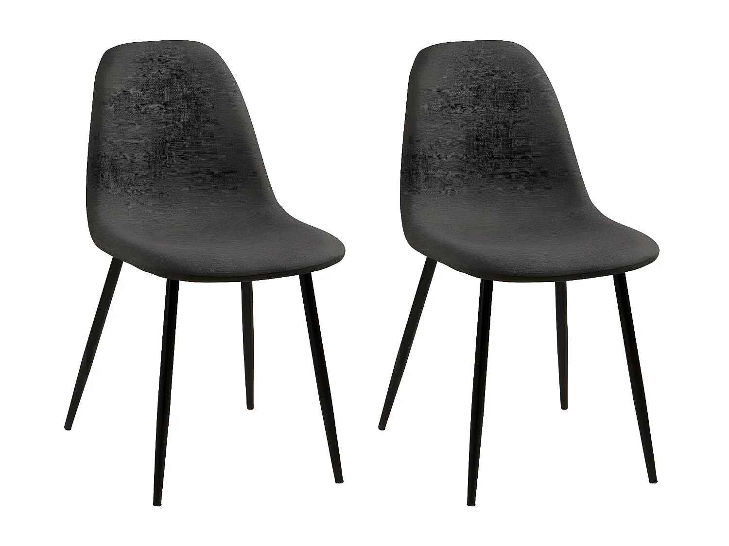 Esszimmerstuhl Willy in dunkelgrauen Stoff und schwarzen Gestell.