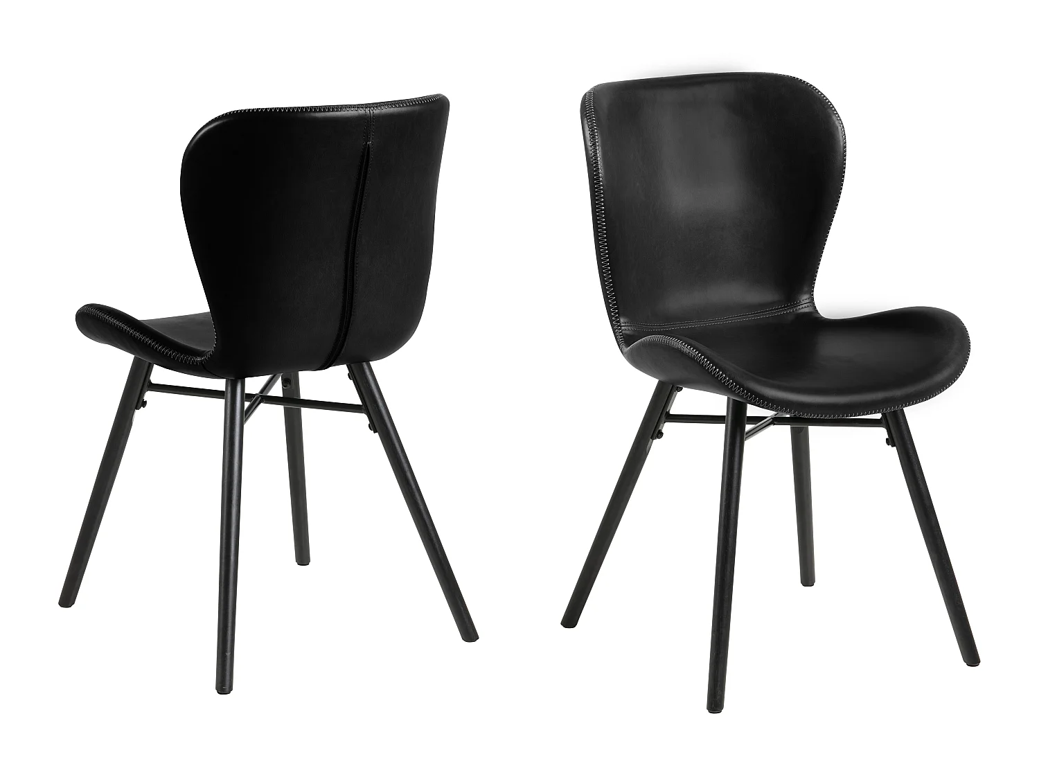 Bali Chaise de salle à manger similicuir PU, noir.