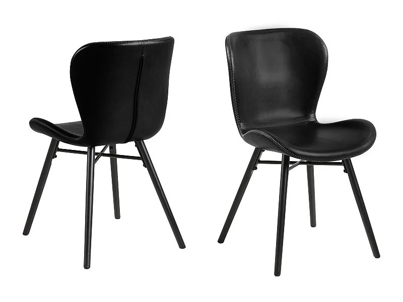 Bali Chaise de salle à manger similicuir PU, noir.