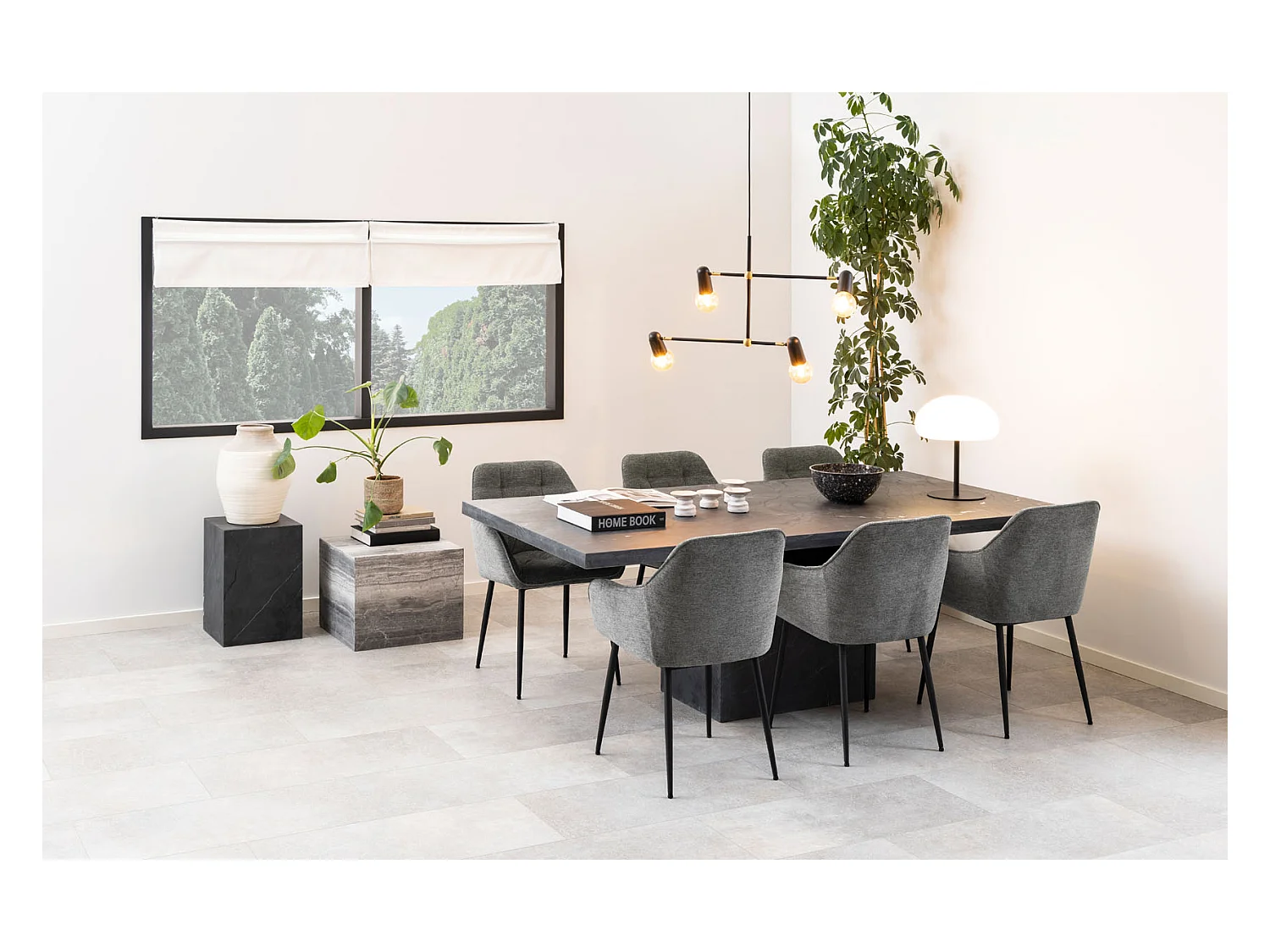 Brooke Chaise de salle à manger avec accoudoirs, gris.