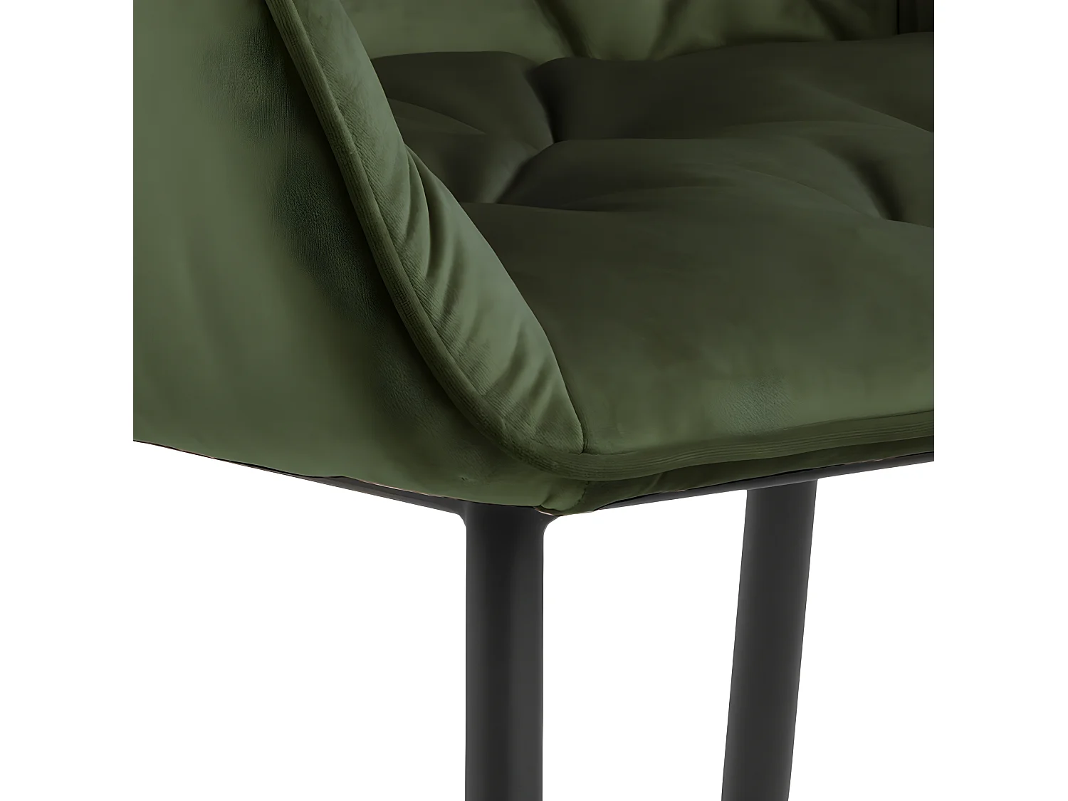 Silla de comedor usada con reposabrazos color verde.