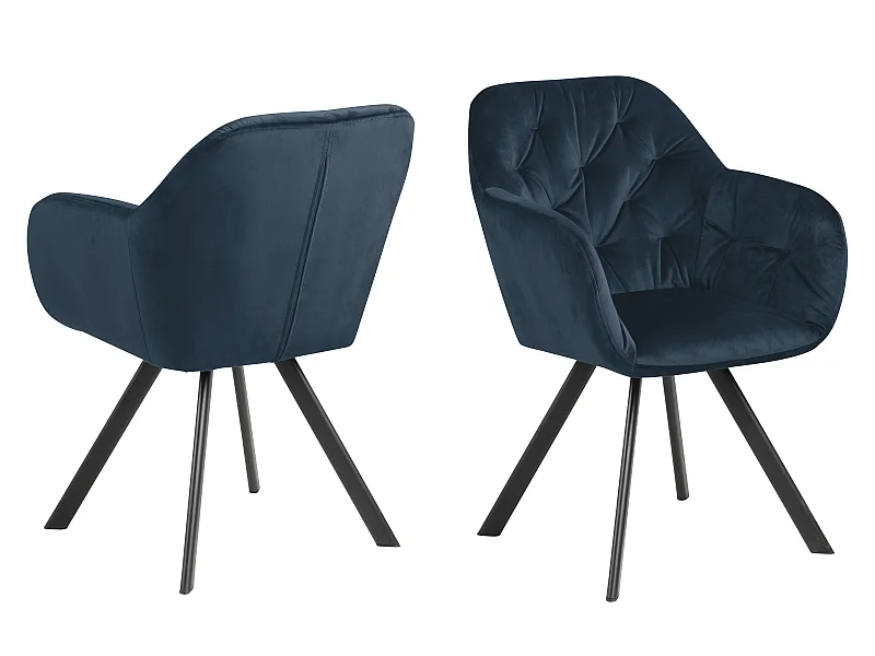 Lora Chaise de salle à manger avec accoudoirs, bleu.