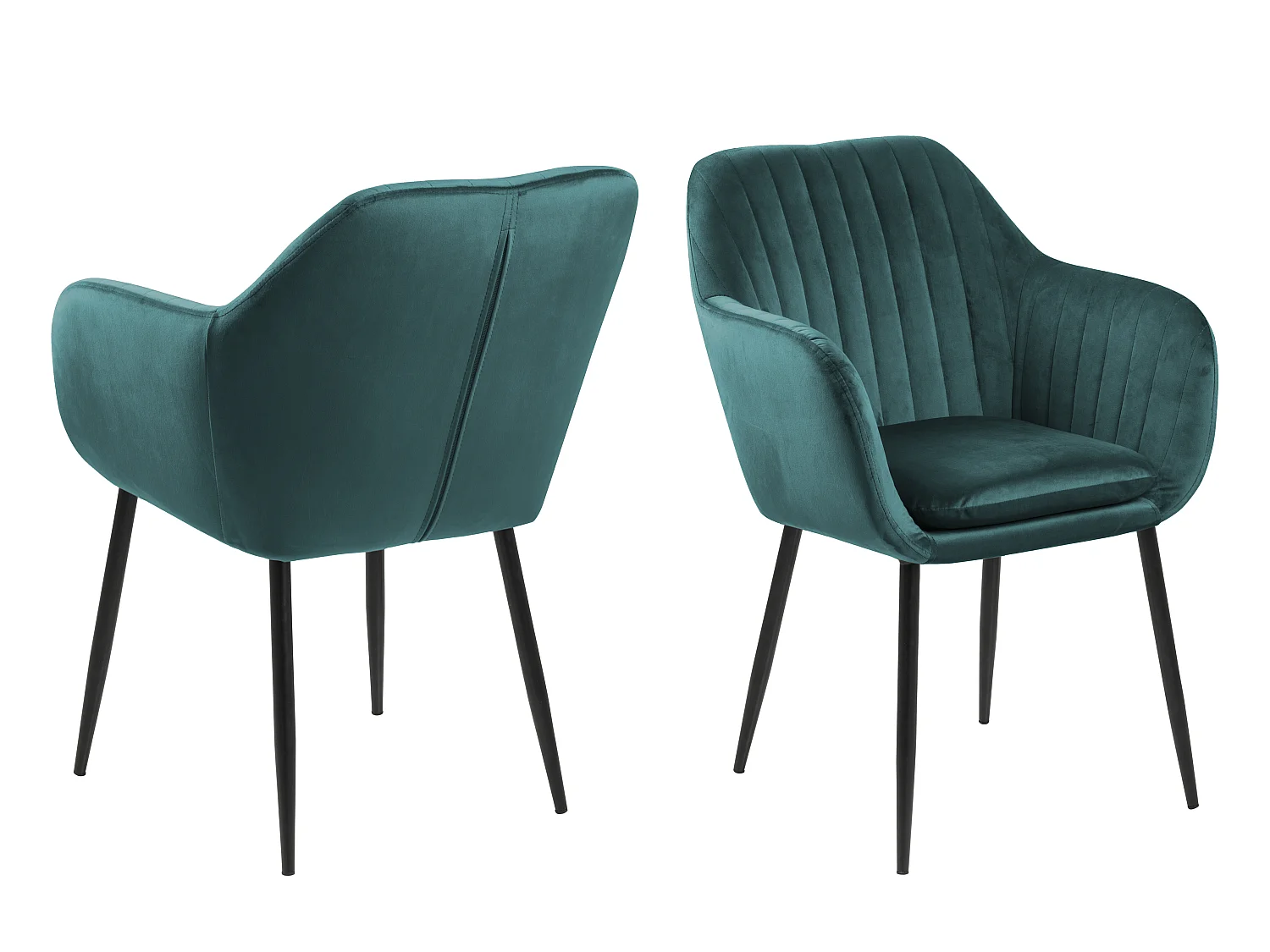 Emil Chaise de salle à manger, vert bouteille, métal noir.