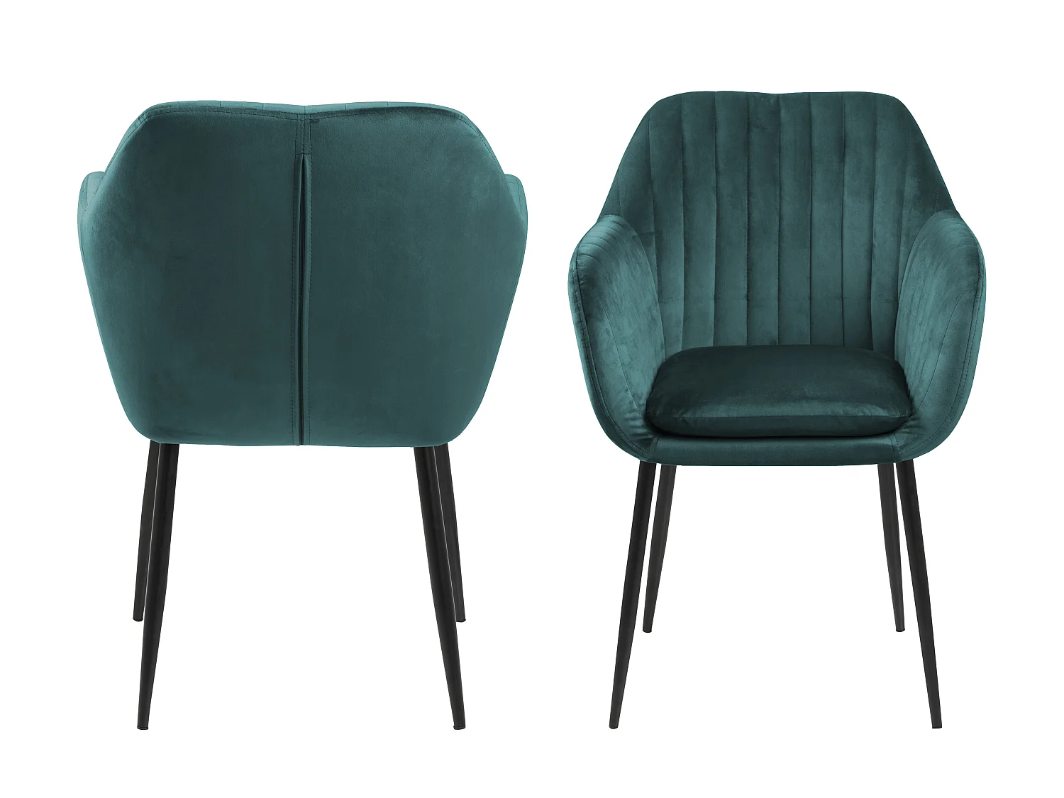 Emil Chaise de salle à manger, vert bouteille, métal noir.