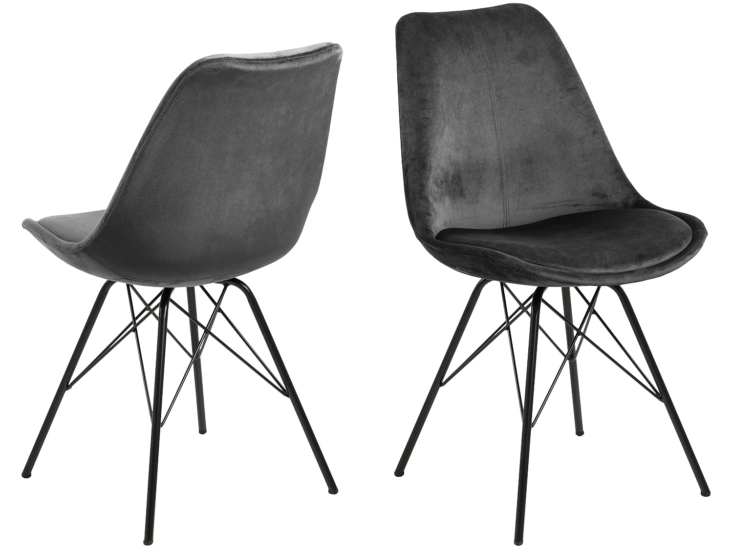 Erin Chaise de salle à manger, gris foncé, noir.