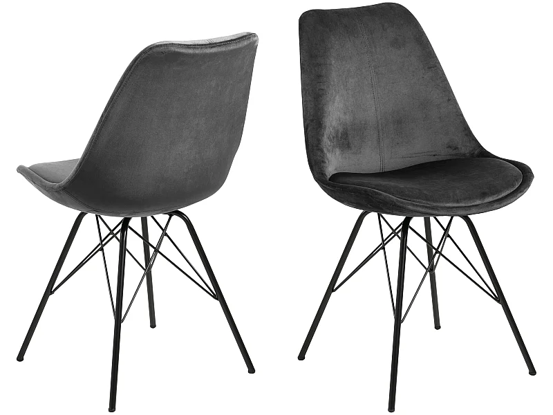 Erin Chaise de salle à manger, gris foncé, noir.