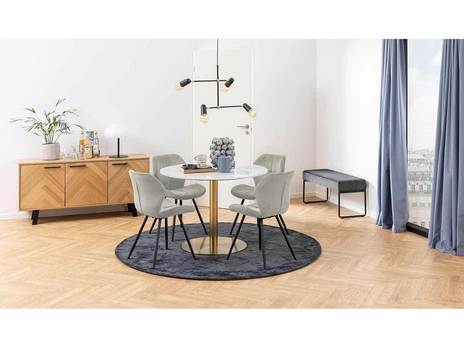 Petri Chaise de salle à manger, beige, noir.