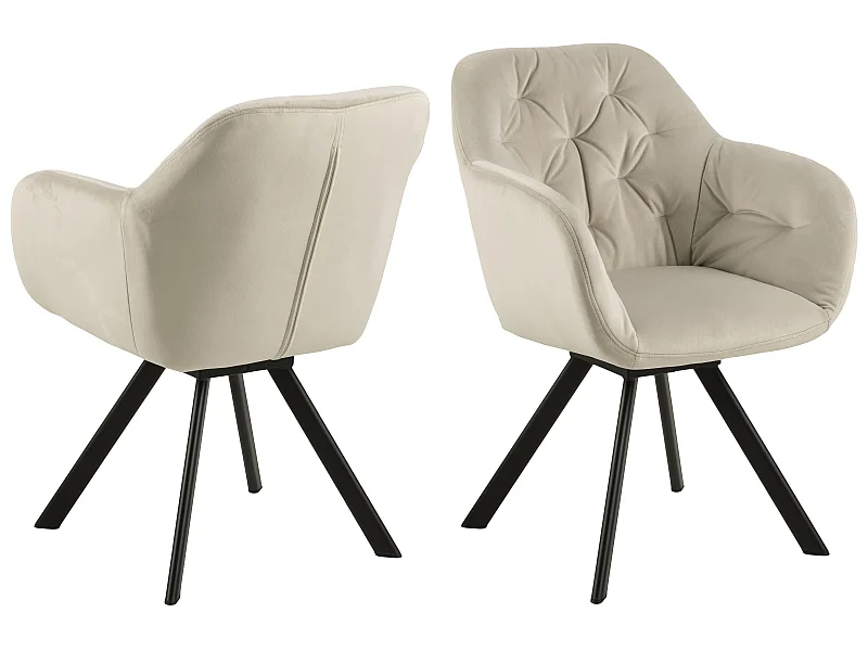 Lola Chaise de salle à manger avec dossier et accoudoirs, velours marron.