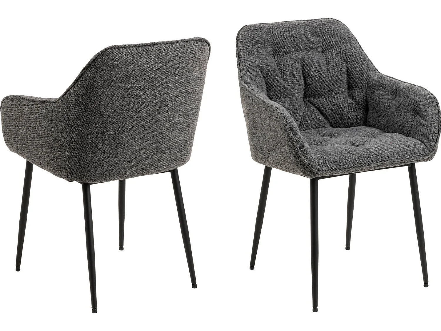 Brooke chaise de salle à manger avec accoudoirs gris.