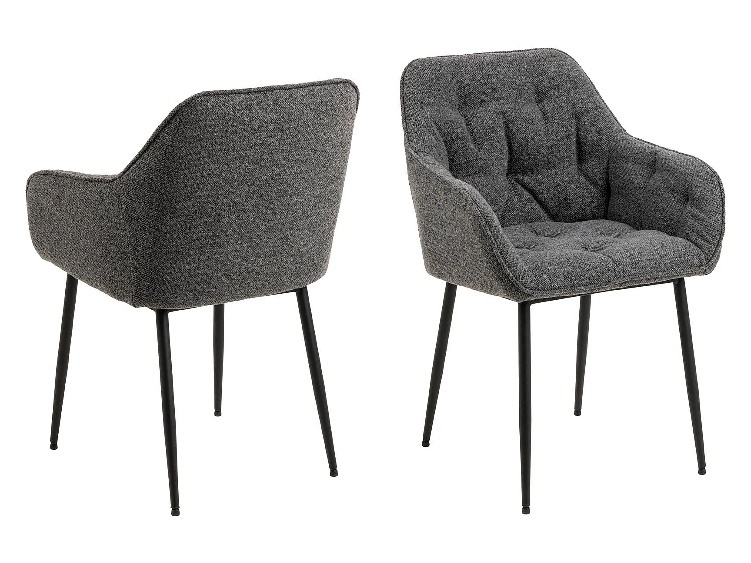 Brooke chaise de salle à manger avec accoudoirs gris.