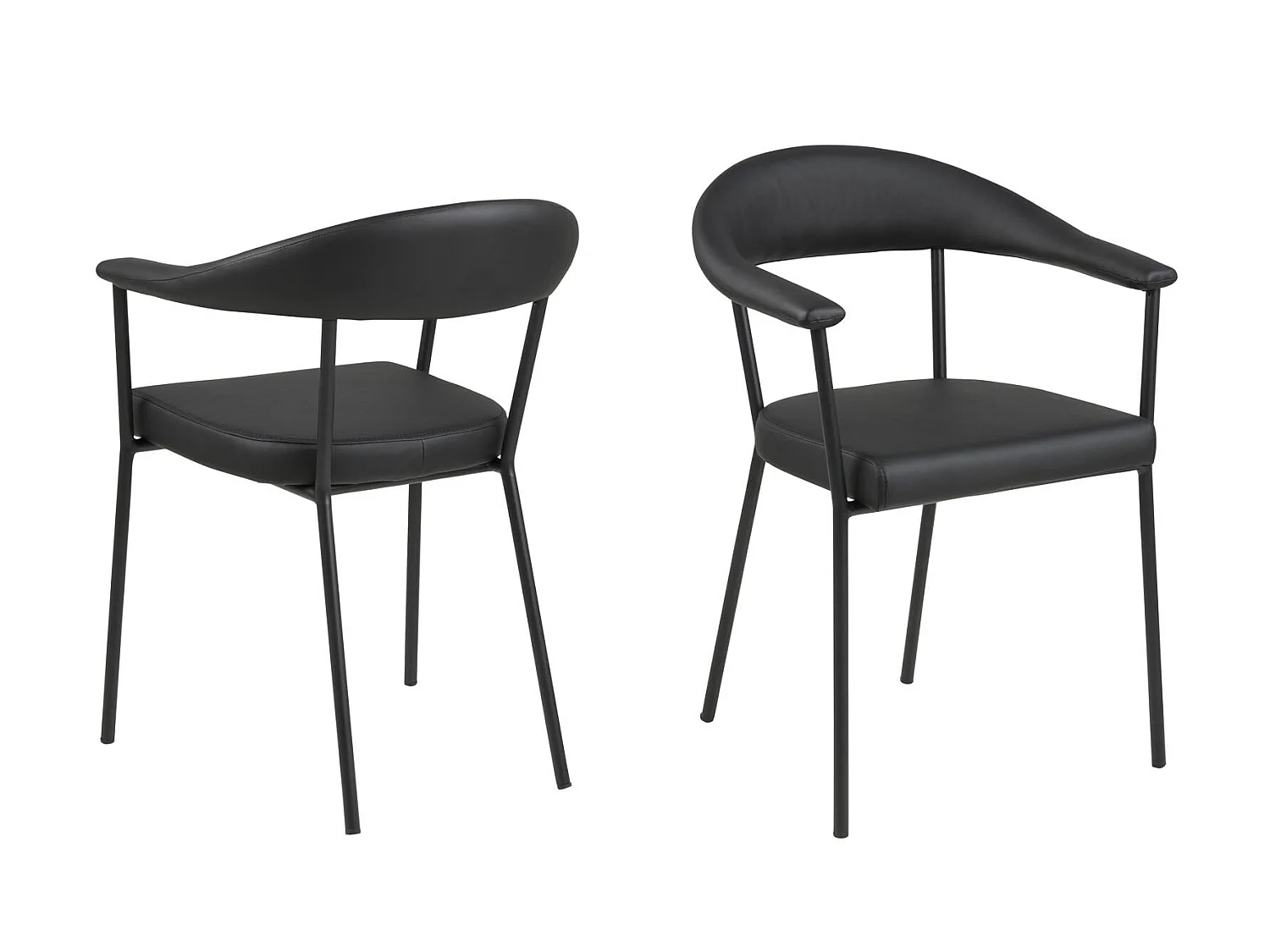 Ava chaise de salle à manger avec accoudoirs noir.