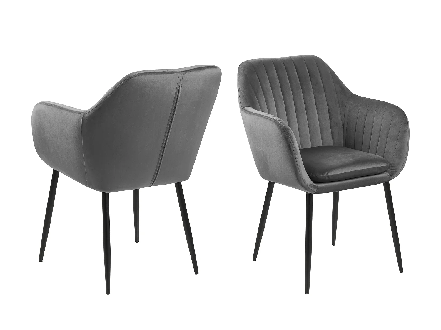 Emil Chaise de salle à manger, gris foncé, métal noir.