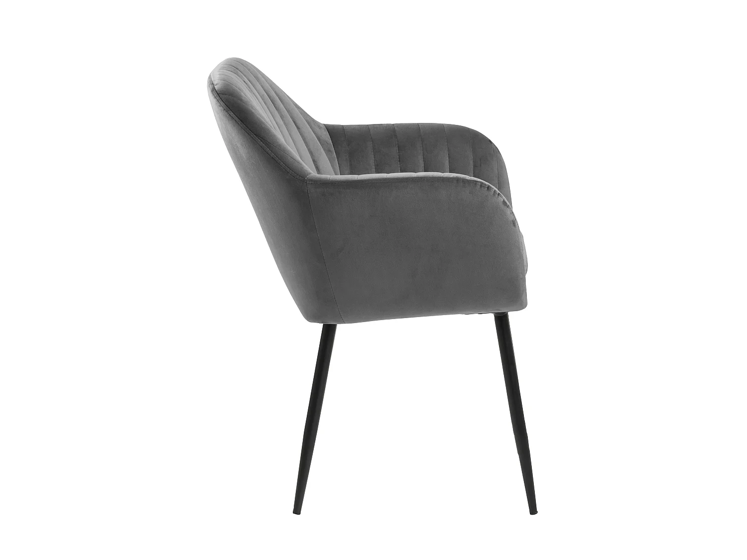 Emil eetkamerstoel donkergrijs, zwart metaal.