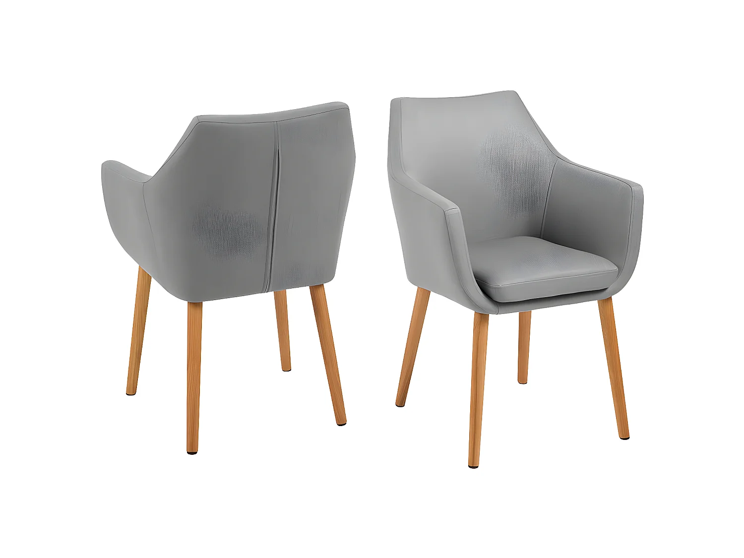 Noel Chaise de salle à manger en tissu, gris clair avec pieds en chêne massif délavé.
