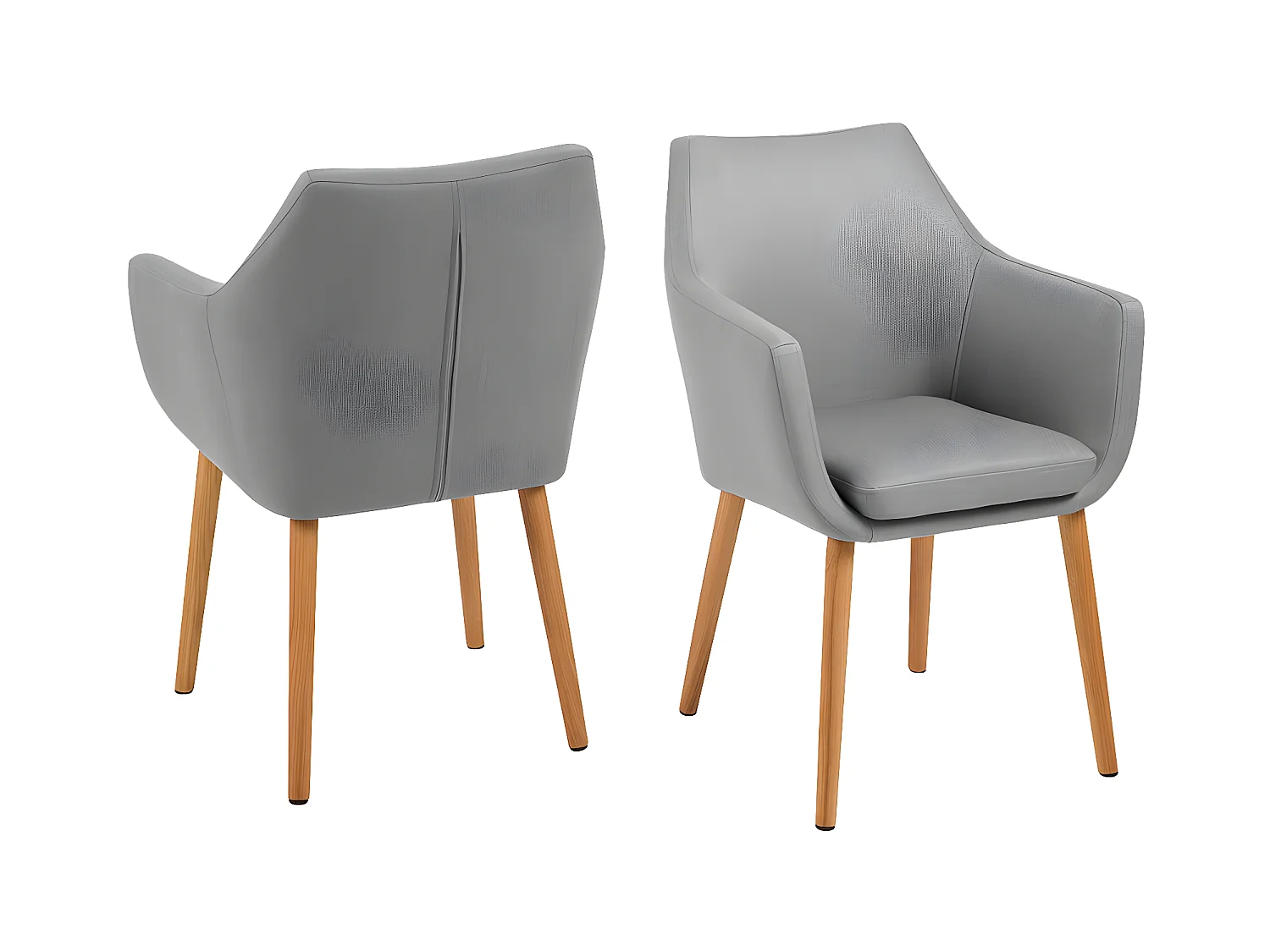 Noel eetkamerstoel in lichtgrijze stof en geoliede eikenhouten poten.