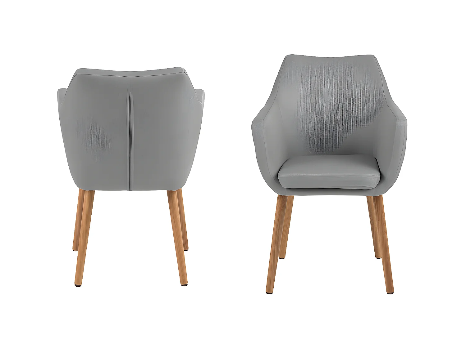 Noel eetkamerstoel in lichtgrijze stof en geoliede eikenhouten poten.