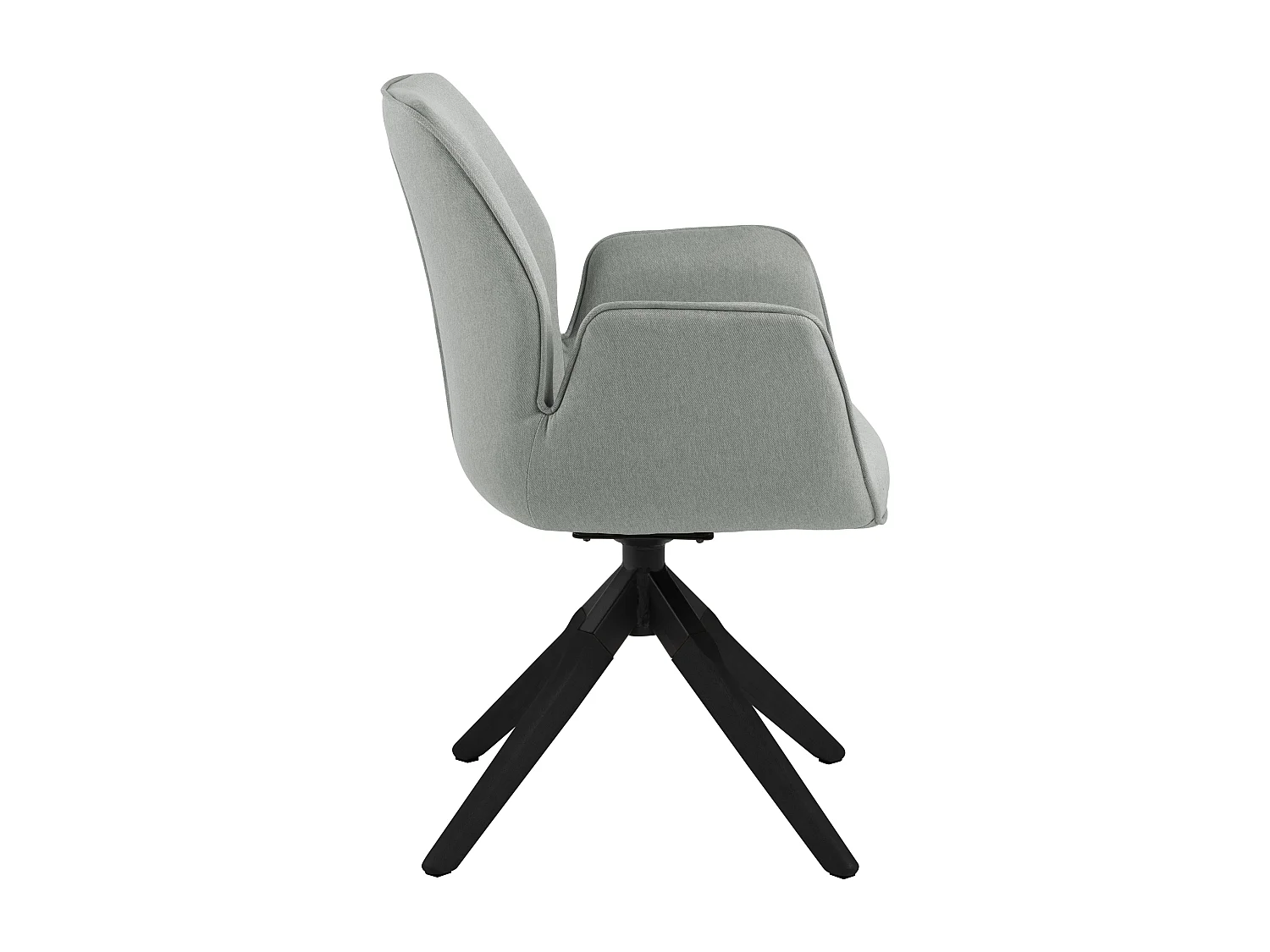 Aura Chaise de salle à manger avec pieds, noir, dossier et accoudoirs, gris clair.