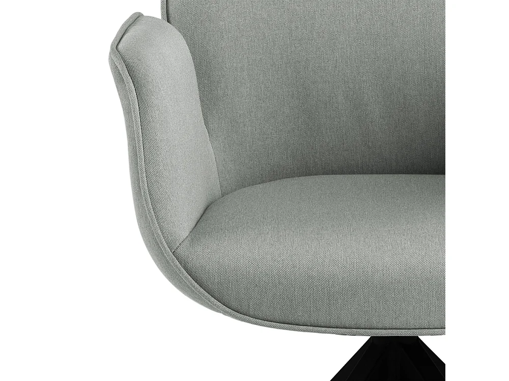 Aura Chaise de salle à manger avec pieds, noir, dossier et accoudoirs, gris clair.