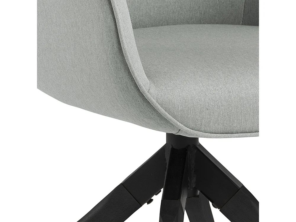 Aura Chaise de salle à manger avec pieds, noir, dossier et accoudoirs, gris clair.