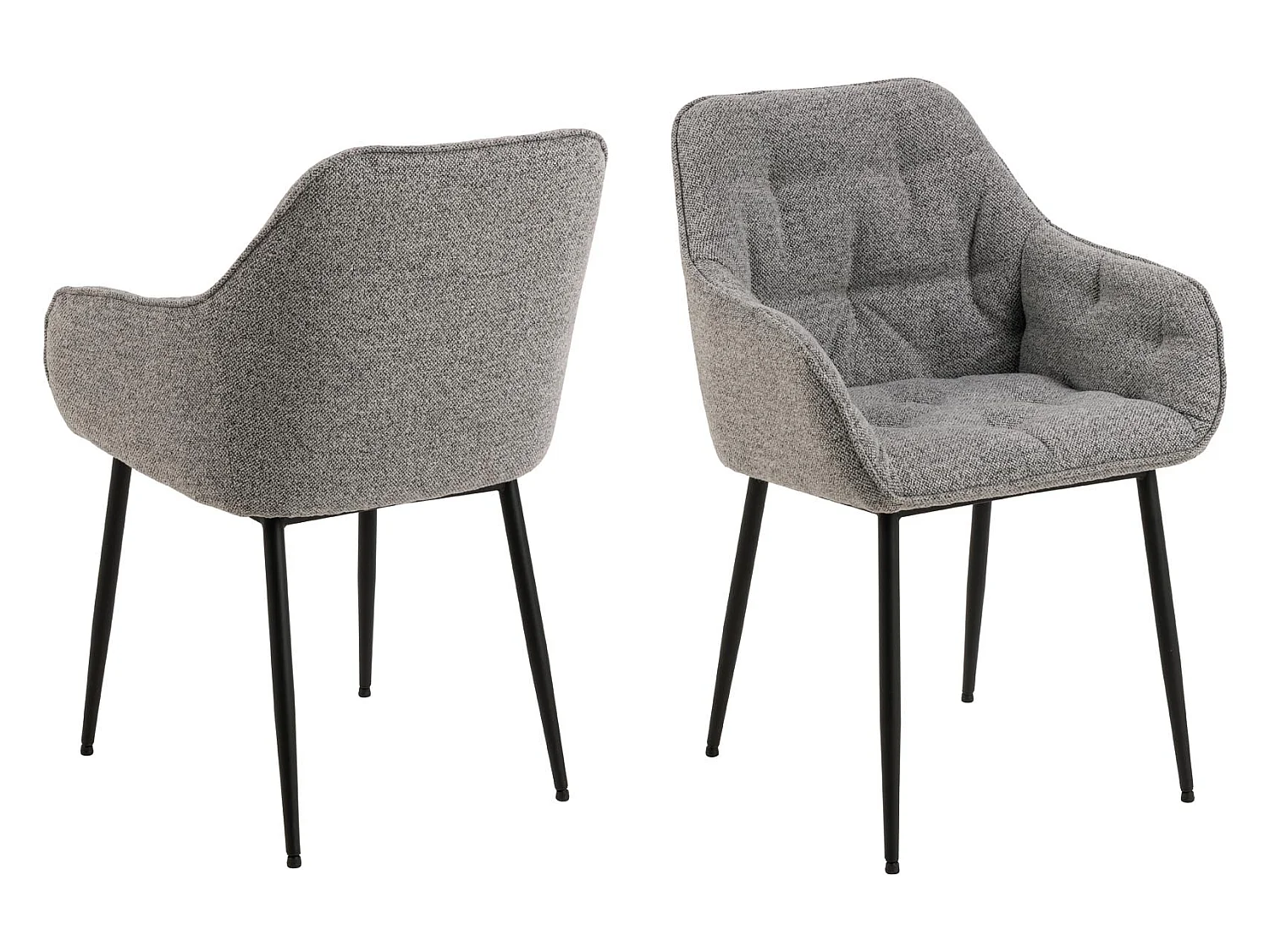 Brooke chaise de salle à manger avec accoudoirs gris.