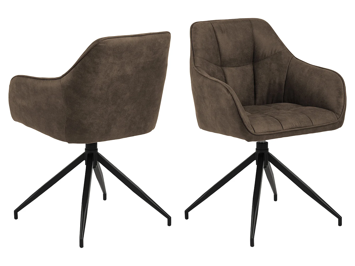 Brenda Esszimmerstuhl mit Armlehnen und Drehfunktion braun.