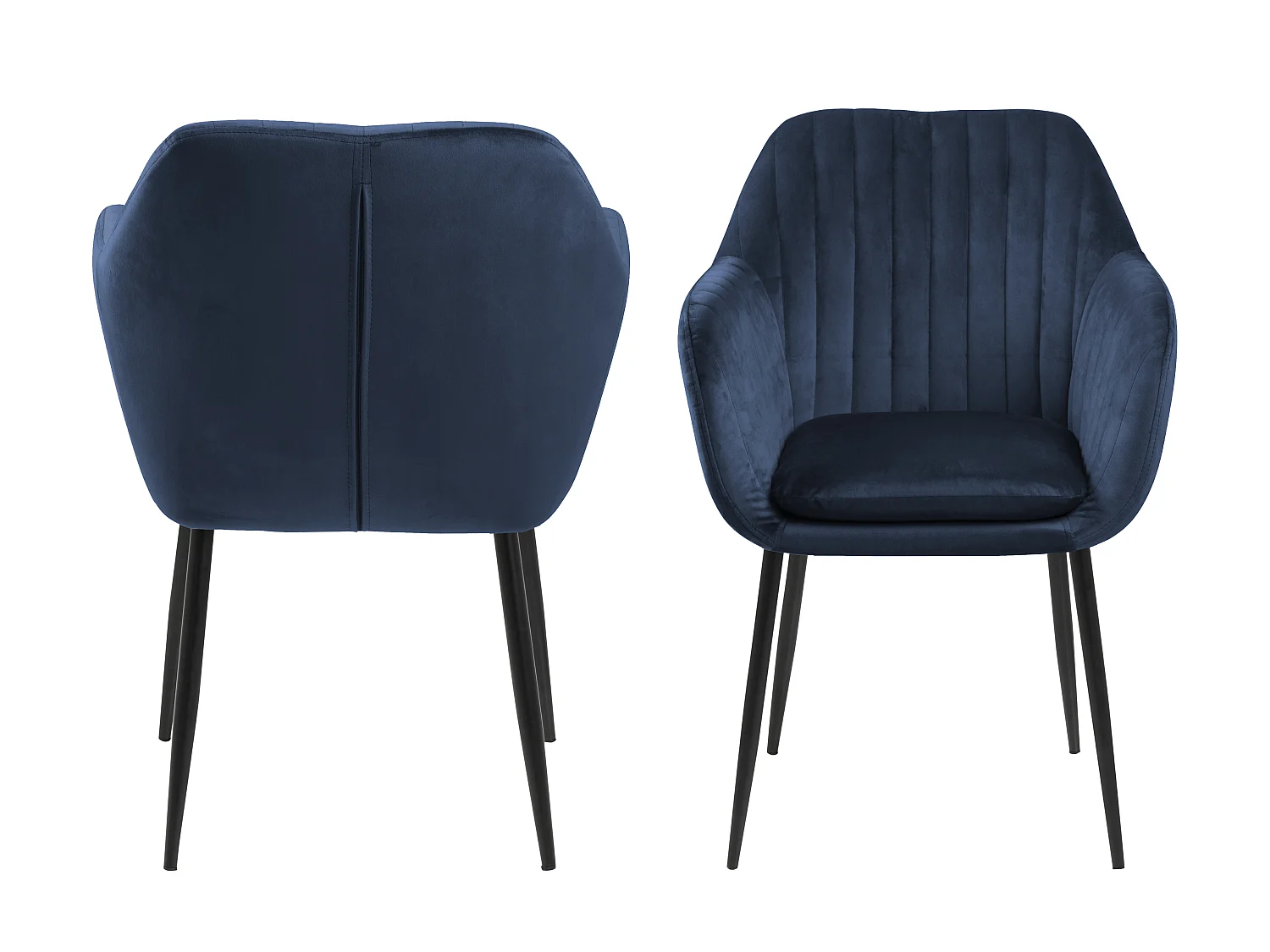 Sedia da pranzo Emil blu scuro, metallo nero.