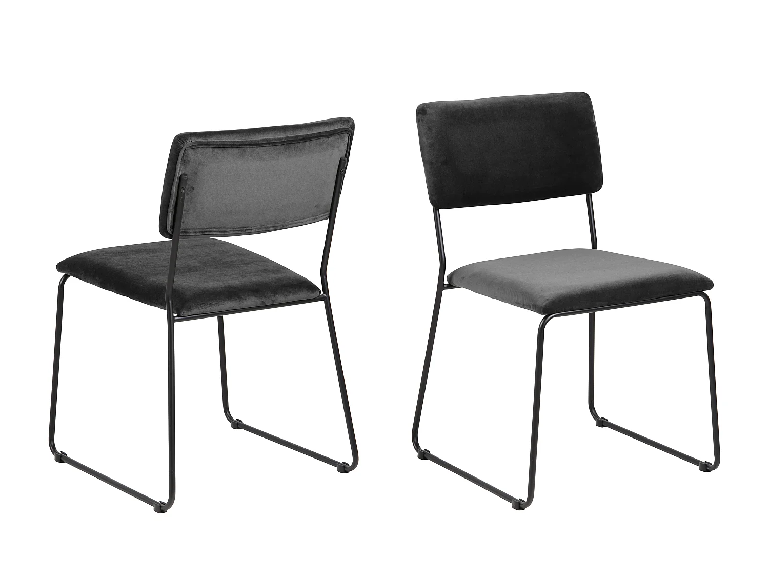 Corcica eetkamerstoel donkergrijs, zwart metaal.