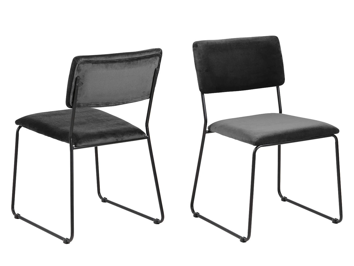 Corcica eetkamerstoel donkergrijs, zwart metaal.