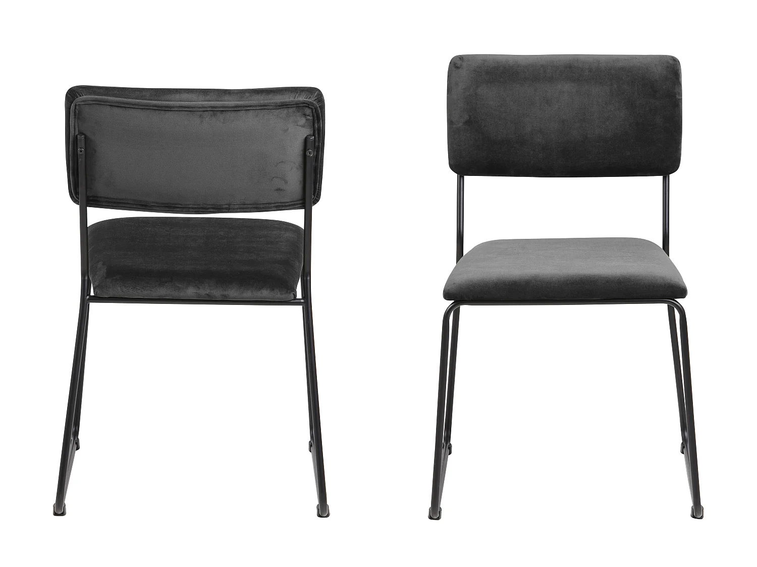 Corcica eetkamerstoel donkergrijs, zwart metaal.