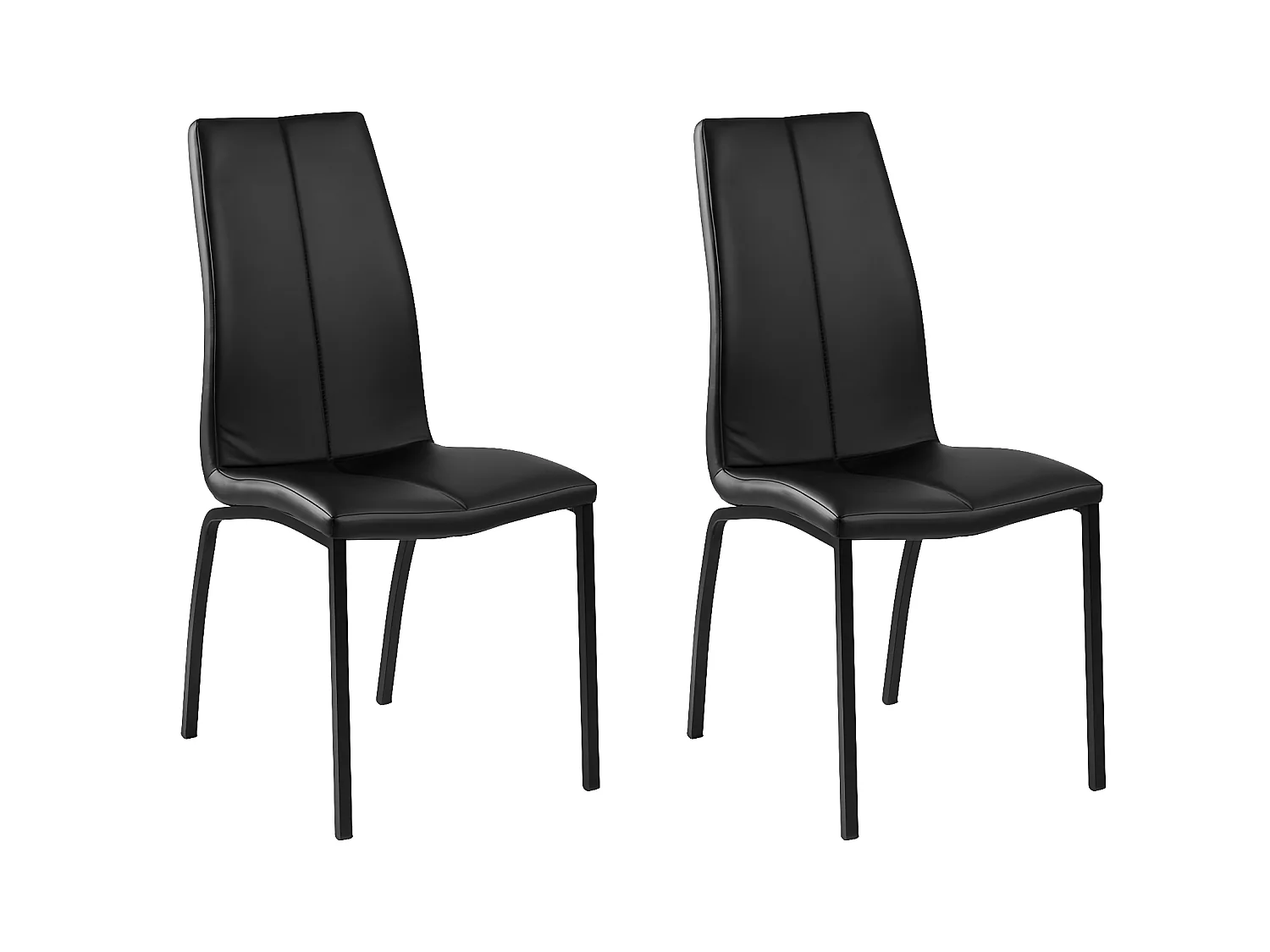 Amin Chaise de salle à manger en similicuir PU en noir et structure en métal en noir.