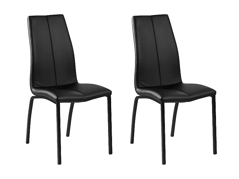 Amin Chaise de salle à manger en similicuir PU en noir et structure en métal en noir.