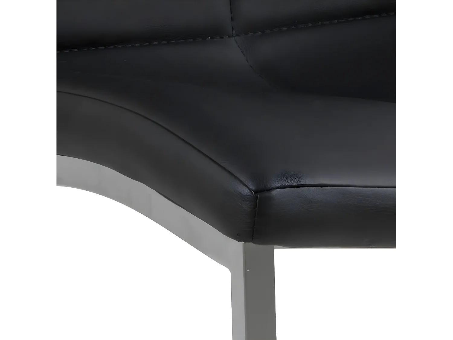 Amin Chaise de salle à manger en similicuir, noir et cadre chromé.