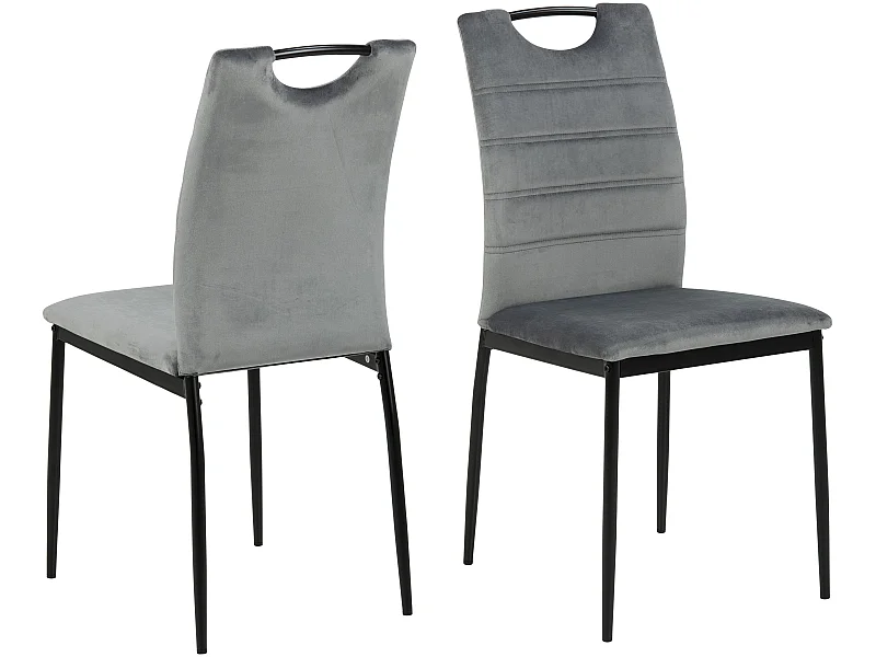 Dia Chaise de salle à manger en velours, gris.