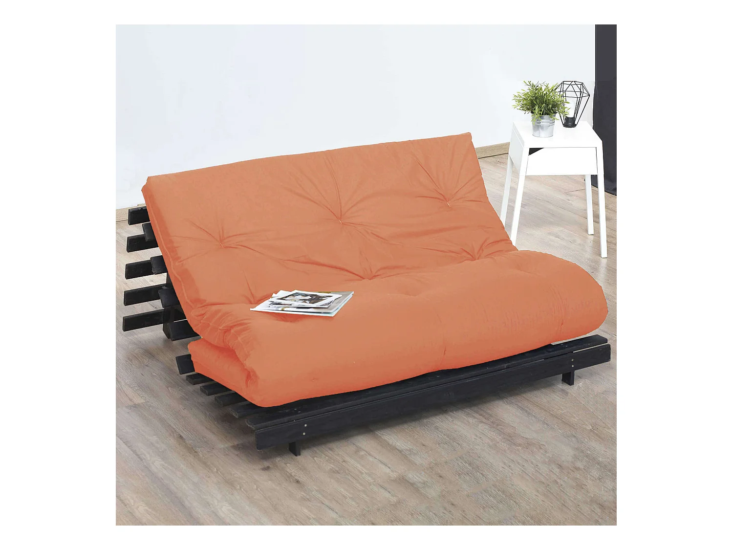 Matelas futon orange goyave coeur en latex 140x200