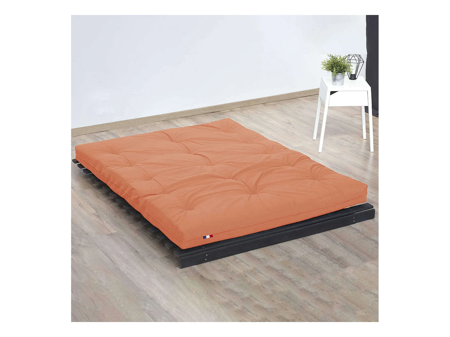 Matelas futon orange goyave coeur en latex 140x200