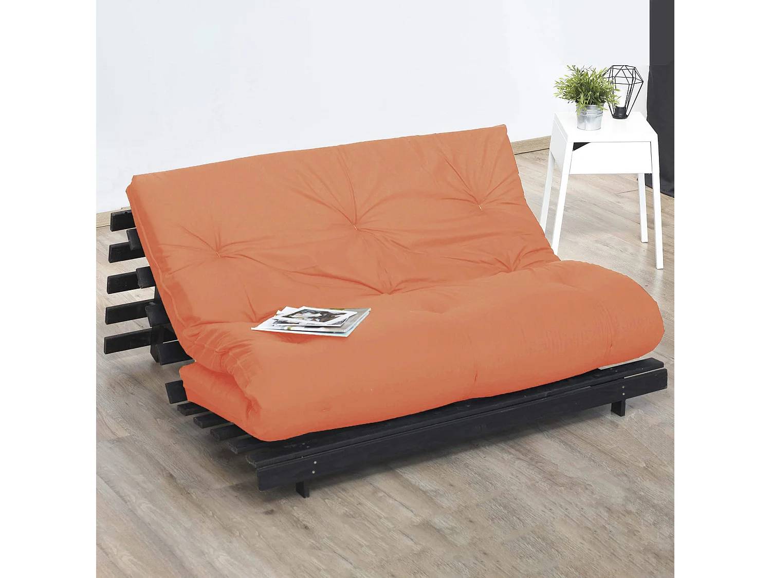 Matelas futon orange goyave coeur en latex 140x190
