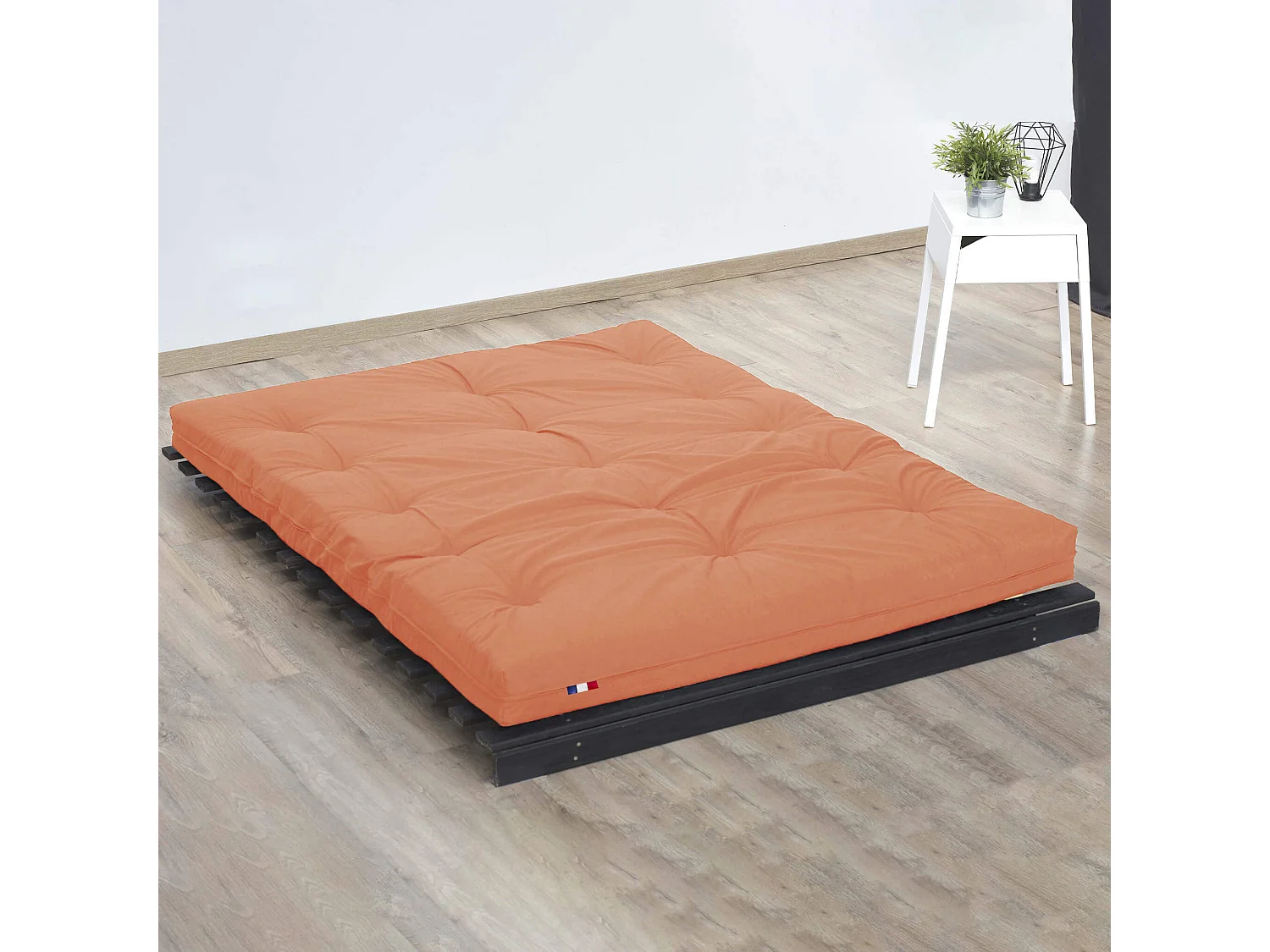 Matelas futon orange goyave coeur en latex 140x190